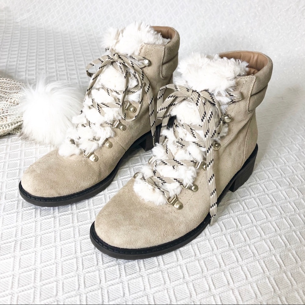 Sam Edelman Darrah Suede & Fur Sherpa Ankle Boots - Picture 2 of 8